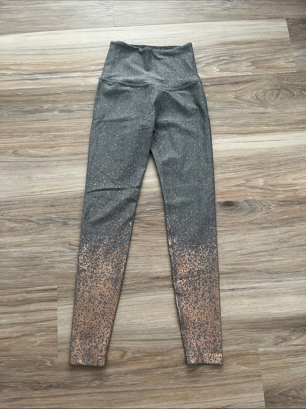 Beyond Yoga Gray Leggings with Rose Gold Speckle Detail